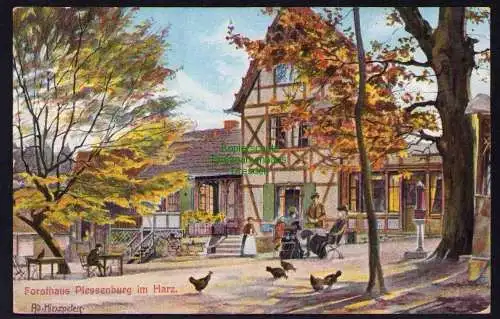 173737 Ansichtskarte Plessenburg Ilsenburg im Harz 1913 Künstlerkarte Ad. Hinzpeter