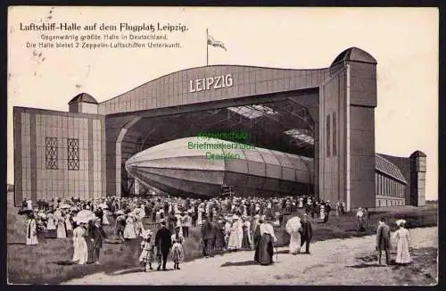 173735 Ansichtskarte Leipzig 1913 Luftschiff Halle auf dem Flugplatz Zeppelin Luftschiff