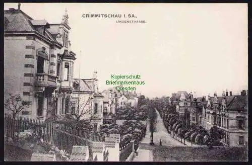 173719 Ansichtskarte Crimmitschau i. Sa. 1907 Lindenstrasse