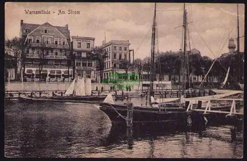 173655 Ansichtskarte Warnemünde Am Strom um 1920 Hotel Bellevue