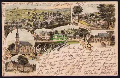 173654 Ansichtskarte Mauersberg Litho 1901 Kirche Löschners Restaurant Schule Gasthaus