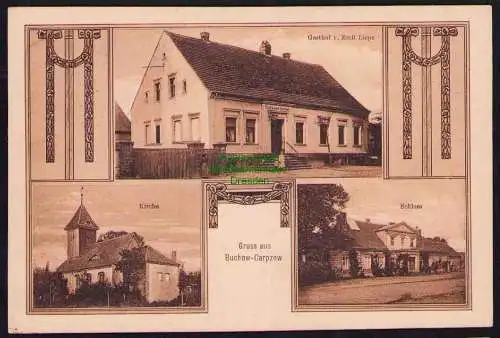 173644 Ansichtskarte Buchow-Karpzow Wustermark 1914 Gasthof Liepe Kirche Schloss