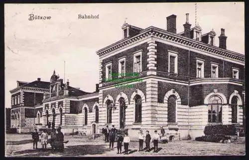 173643 Ansichtskarte Bützow Bahnhof Straßenseite 1912