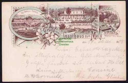 173640 Ansichtskarte Gasthaus zum Meix b. Pillnitz Vorläufer Druckerei Glöss Dresden 1898