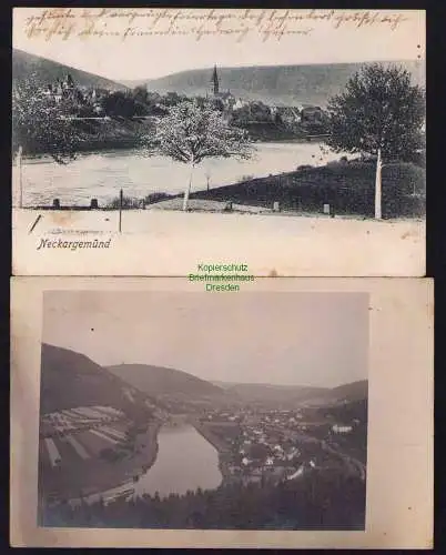 173633 2 Ansichtskarte Neckargemünd 1907 Panorama Fotokarte