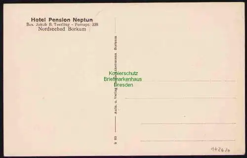 173620 Ansichtskarte Nordseebad Borkum Hotel Pension Neptun um 1910