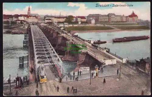 173604 Ansichtskarte Dresden Interimsbrücke 1908 coloriert Verlag Curt Krause