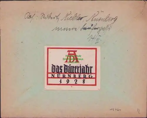 B-16461 Brief DR Deusches Reich 1928 Das Dürerjahr Nürnberg Briefverschlussmarke