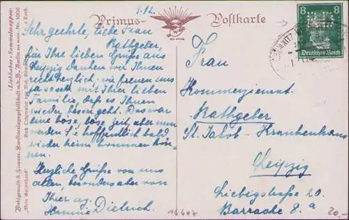 B-16607 DR Deutsches Reich 1928 privat verwendete Firmenlochung Perfin auf Kün