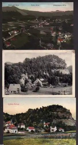 80158 3 Ansichtskarte Hochwald Oybin Johannisstein 1915 1916