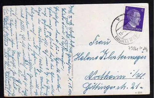 79861 Ansichtskarte Greußen Post Schule Diakonissenheim Schieferhof Sächsischer Hof 1942