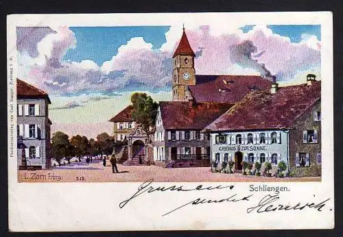 78152 Ansichtskarte Schliengen um 1900 Künstlerkarte Gasthaus zur Sonne