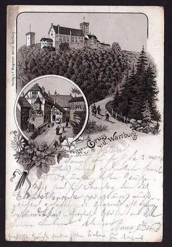 78440 Ansichtskarte Eisenach Litho Wartburg 1896