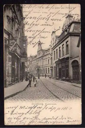 78726 Ansichtskarte Duisburg Poststrasse 1904 Tengelmann Kaffee Geschäft Besatz Artikel