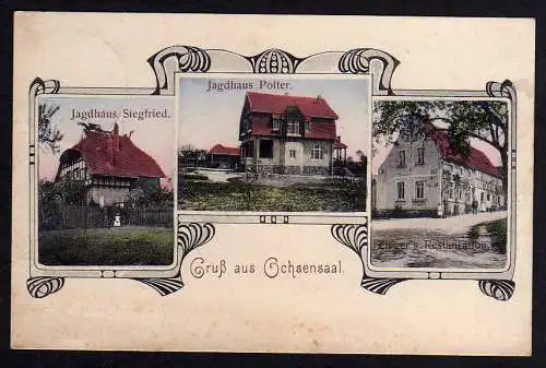 77280 Ansichtskarte Ochsensaal Gasthof Ziegers Restauration Jagdhaus Polter 1912