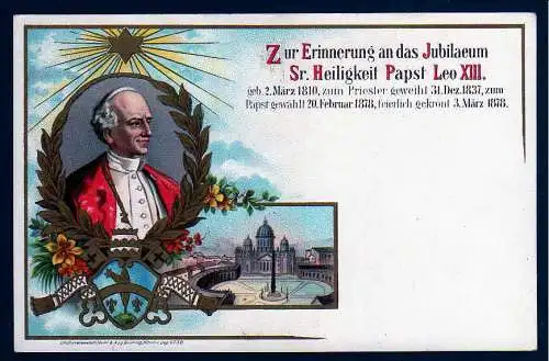 72084 Ansichtskarte Sr. Heiligkeit Papst Leo XIII. ca. 1905