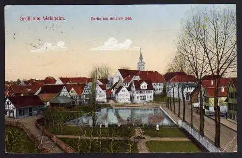 63784 Ansichtskarte Welzheim 1926 Ort Unterer See Kirchturm