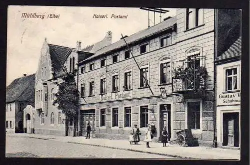 64142 Ansichtskarte Mühlberg Elbe Kaiserliches Postamt 1918