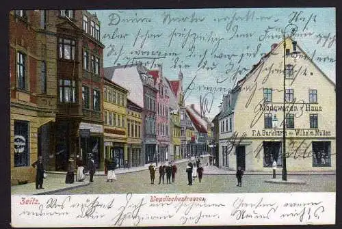 64134 Ansichtskarte Zeitz Wendischestrasse Modewaren Haus um 1905