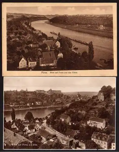 64036 2 Ansichtskarte Pirna 1917 1927 Posta Elbe