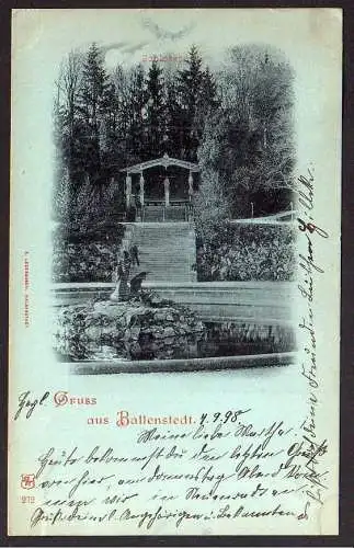 63623 Ansichtskarte Ballenstedt 1898 Park Brunnen Verlag Lederbogen Halberstadt