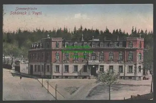 141059 Ansichtskarte Schöneck i. Vogtland Kurhaus Hotel Schützenhaus 1923