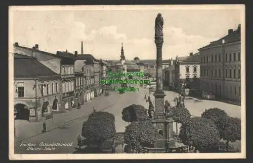 141315 Ansichtskarte Svitavy Zwittau 1940 Ostsudetenland Marien Säule