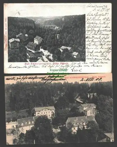 141080 2 Ansichtskarte Bad Schweizermühle 1908