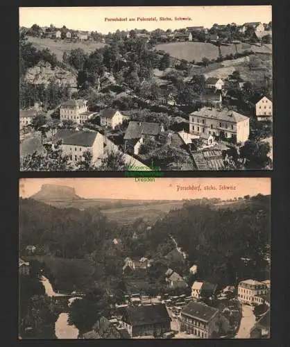 138292 2 Ansichtskarte Porschdorf Polenztal Sächs. Schweiz 1915