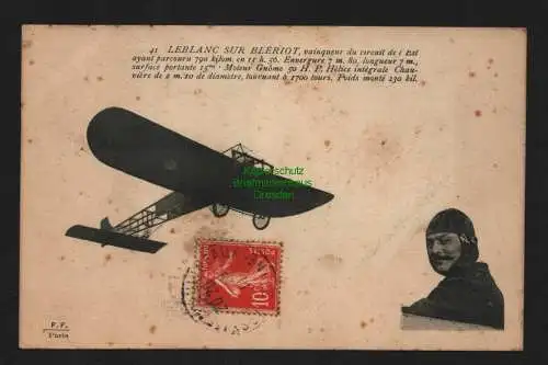 138054 Ansichtskarte Leblanc sur Bleriot 1911 Flugzeug