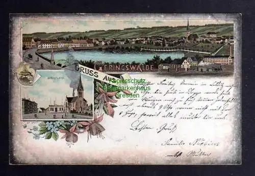 127028 Ansichtskarte Geringswalde Litho 1898 Schulplatz Panorama