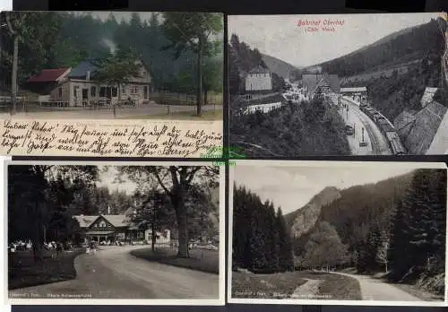 123118 4 Ansichtskarte Oberhof Bahnhof Thür. Wald 1920 Silbergraben Räuberstein Schweizerh