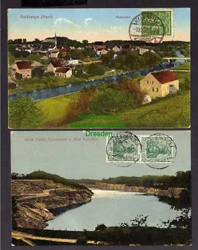 121732 2 Ansichtskarte Kalkberge Mark 1919 Hohe Halde Kremersee u. Alte Kalköfen 1922 Panor