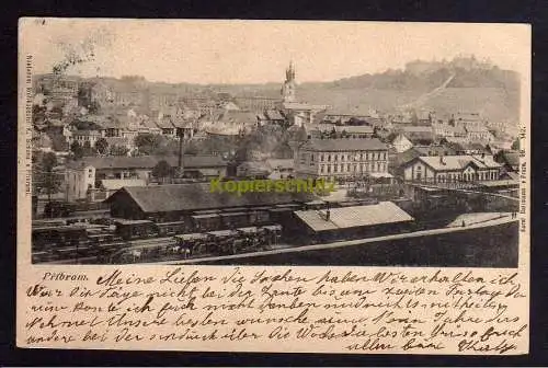 120250 Ansichtskarte Pribram 1904 Bahnhof Stadt Panorama