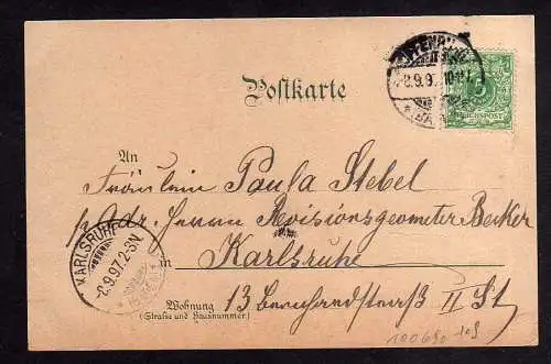 100690 Ansichtskarte Offenburg Baden Litho 1897 Rathaus Bahnhofstrasse Lehr- und Erziehungs