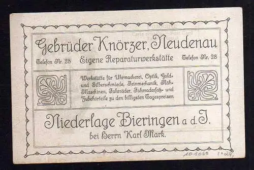 101260 Ansichtskarte Neudenau Bieringen Schöntal Reklame Uhrmacher Nähmaschinen Optik Gold