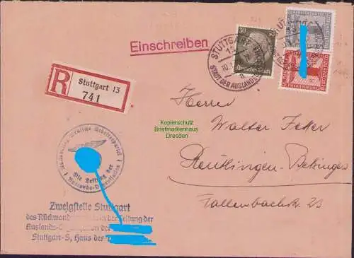 B21349 Brief DR Deutsches Reich Dienst 151 1939 Rückwanderer Amt gepr Peschl BPP