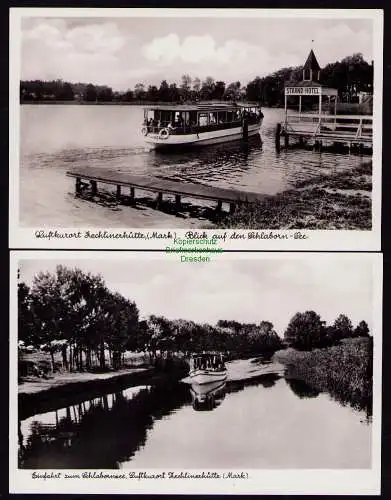 172082 2 AK Zechlinerhütte Mark Schlaborn See Anleger Strand Hotel um 1935