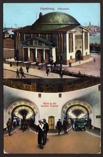 38743 AK Hamburg Elbtunnel  1914 Perfin G. S. Firmenlochung auf Privatpost