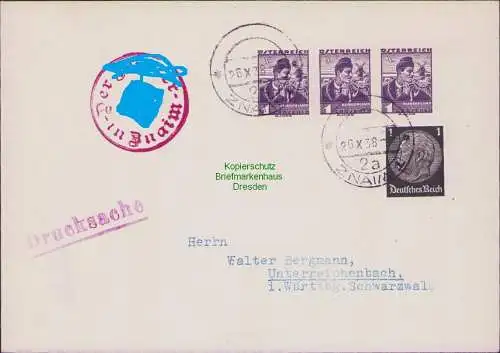 B21319 Brief Znaim Sudetenland Österreich Mischfrankatur 1938