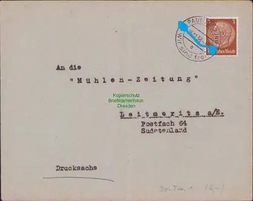 B21307 Brief Pavluv Studenec Paulusbrunn 1938 Befreiungsstempel