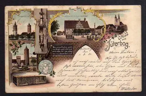 100072 AK Litho Jüterbog 1901 Tezelkasten Rathaus Wappen ...