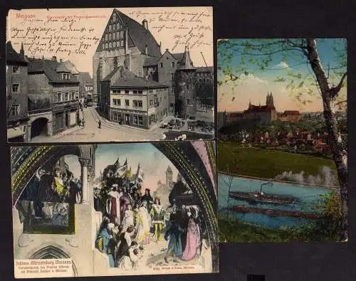 100552 3 AK Meissen Kleinmarkt Franziskanerkirche Restauration Anton Beulig Stra