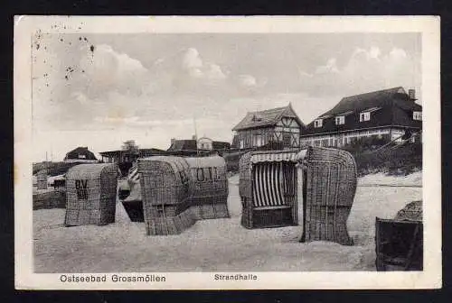 100942 AK Grossmöllen Strandhalle Strandkörbe 1925 Köslin
