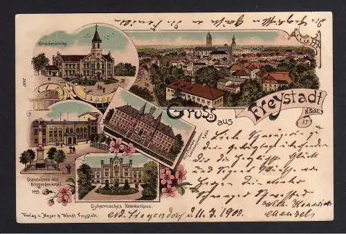 102547 AK Freystadt Schlesien Litho Dyherrnsches Krankenhaus Gnadenkirche Gyrths