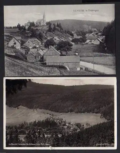 104261 2 AK Scheibe in Thüringen Ort Kirche 1910 Oberes Schwarzatal 1936 Fotokar