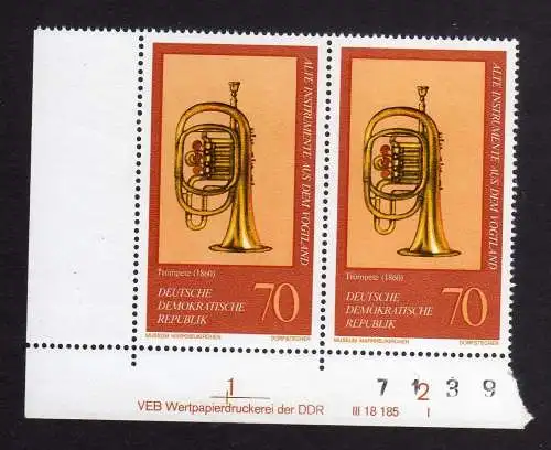1047 DDR 1977 2228 DV ** FN I Trompete Musikinstrumente aus dem Vogtland