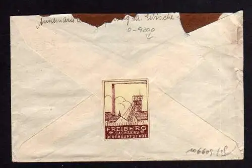 105609 Heimatgeschichte Freiberg Werbemarke Sachsens Berghauptstadt 1933 auf Bri