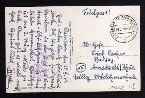 105689 AK Elsenborn Truppenübungsplatz 1944 Kirche Dorfstraße