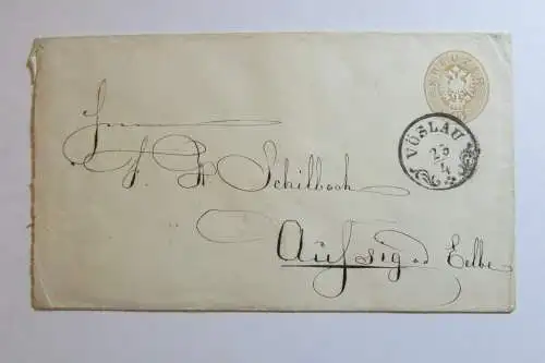 106798 Österreich um 1866 15 Kreuzer Ganzsache Zierstempel Vöslau 23/4 Kammgarn